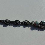 Vintage Heart Floral Necklace Pink & Green Crystals Flower Necklace Sz 16” Silver Photo 12