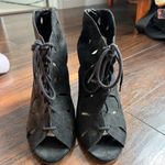 Elle  Black Lace-Up Cutout Heels Photo 1