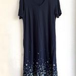 J Jill Womens Dresss Maxi Blue Floral Knit Pockets Shirt Sleeve Size Size M Photo 0