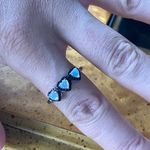 Ethiopian Opal Black Spinel Sterling Silver Heart Ring Size 10 Photo 3
