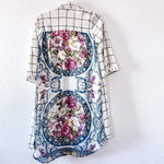 Soft Surroundings Soft Surroundings Gardenside Windowpane Cream Floral Tunic Shirt Dress XS Photo 2