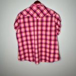 Wrangler  Top 3XL Button-Front Western Shirt Pink Orange Plaid Pearl Snap Women's Photo 1