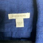 Boston Proper  one button blue linen blazer jacket 3/4 sleeves size 14 minimalist Photo 3