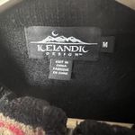 Icelandic Design Sweater 100% Wool 1/4 Zip cardigan Black Floral Embroidery M Size M Photo 3