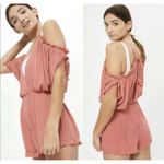 Topshop Romper Size Med Pink Bohemian Tie Back Flowy Boho Open Back Hippie Photo 1