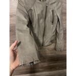 Hinge  Gray Leather Full Zip Moto Jacket Small Short Grunge Fitted Biker Photo 4