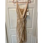 Rebecca Taylor Size 10 Tulip Wrap Dress White Beige Marzipan Combo Midi V Neck Photo 2