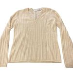 TSE Womens V-Neck Cable Knit Cashmere Sweater Size M Cream, Beige Photo 0
