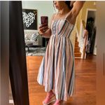 Free People Boho Lilah Smocked Striped Square Neck Button Top Maxi Dress Large Photo 1