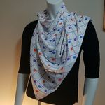 Vintage White, Blue, Purple, & Orange Polka Dot Scarf White Photo 1