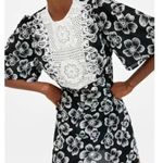 ZARA  Black & White Floral Dress w/ Crochet embroidered Front in size small Photo 7