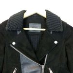BLANK NYC Moto Jacket Womens XS Black Faux Suede Real Leather Cable Knit Mixed Photo 2