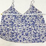 Free People  blue & white‎ floral scalloped cami top Size S Photo 8