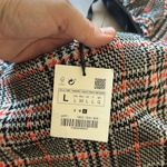 ZARA NWT  Bodycon Houndstooth Plaid Knit Dress Boat Halter Neck Black/Orange Sz L Photo 11