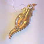 Angel Brand Sophisticated Black Enamel and Gold Tone Retro Rhinestone Brooch Photo 2