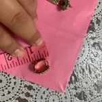 Elegant Gold and Pink‎ Floral Earrings Photo 3