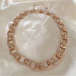 Chunky Oval Link Chain Necklace Rose Gold Textured Statement Choker jewelry Photo 5