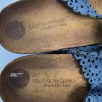 Sophia Milano  Size 9.5 Brina Wedge Sandals Flip Flop Thong Blue Metallic Scallop Photo 6