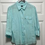Talbots  Casual Button Down Shirt with Three-Quarter Sleeves and Relaxed Fit Photo 0