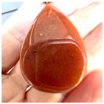 Carnelian teardrop pendant necklace on brown cord Orange Photo 2