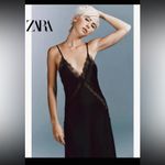 ZARA SATIN LACE MIDI DRESS XS Photo 4