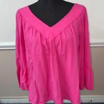 Crown & Ivy Pink Tie Back, Open Back Blouse- Large Photo 0