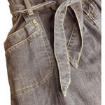 BCBGeneration  Dark Wash Pleated Tie Waist Denim Mini Skirt Photo 4