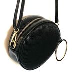 Circle Ribbed Black and Gold Crossbody/Wristlet Purse Black Photo 3