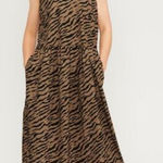 Everlane  Poplin Pullover Dress Tiger Stripe Brown Black Tank Medium Photo 0