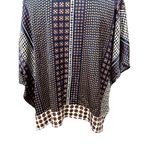 Central Park West  Boho Blouse Scoop Neck Short Sleeves High-Low Hemline Blue XS Photo 6