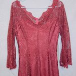 NWT Ryan Michelle Pink Eyelet Lace Long Sleeve V Neck Mini Dress size medium Photo 4