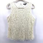 Adrianna Papell Lace Overlay Sleeveless Tank Cream White Zipper Closure Medium Photo 1