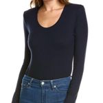 Elie Tahari  Scoop Neck Ribbed Bodysuit Black‎ Large NWT $110 Photo 0