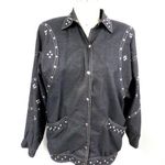 Vintage 1980s Embellished Jacket Huge Shoulders Prongset Rhinestone Hollywood XL Black Photo 0