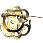 Vintage Gold Tone Monogram Brooch With Swirly Letters Photo 2