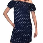 Old Navy Off-The-Shoulder Oversized Shift Dress Navy Blue White XS Extra Small Photo 0