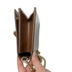 Faux Leather Brown Structured Gold Tone Horseshoe Chain Purse Photo 2