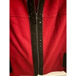 Nancy Bolen City Girl Red Tweed Fur Collar Studded Zip Vest Women's XL Size undefined Photo 1