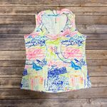 Lulu B White Post Cards Of Love French Script Ruffle Neckline Sleeveless Top S Photo 4