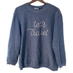 Pennant Sportswear Let's Travel Blue Ribbed Crewneck Pullover Sweatshirt Photo 0