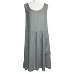 Talia Benson Dress Large 100% Slub Linen Lagenlook Minimalist Made In Italy Gray Photo 2