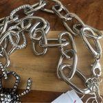 Betsey Johnson  Chunky Silver Tone Necklace Spider Pendant Purple Crystal NWT Photo 3