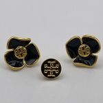 Tory Burch  black enamel flower studs. new Photo 0