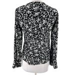 Ganni  Printed Crepe O Neck Blouse floral black white sz Photo 8
