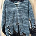 VTG Mazmania Fleece Jacket Mens SZ L Blue Lighthouse Full Zip Soft USA Made Size L Photo 0