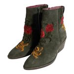 Mala Vita by MTNG Sierra Verde Green Suede Ankle Boots with Embroidery size 36 Photo 1