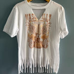 Nashville Tennessee Music City Rock Star Fringe Top White Size L Photo 0