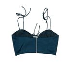 White Fox Boutique NEW WHITE FOX Corset Teal Hunter Green Satin Tie-Front Crop Top S Photo 2