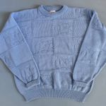 Vintage UNC North Carolina Tar Heels Blue Knit Cotton Crewneck Sweater Size L Photo 0