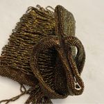 1920’s Antique Copper Bronze Glass Beaded Flapper Purse Clutch Bag W/ Talon Zip Brown Photo 5
